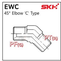 유압니플 - 34. EWC : PF #5 유압엘보(45)