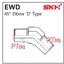 유압니플 - 35. EWD : 양 PT엘보(45)